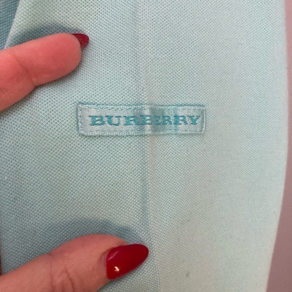 Burberry Golf Vintage Polo Shirt Top Women’s Long Sleeve Aqua Blue - Picture 9 of 12